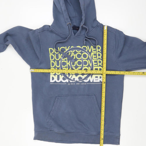 Duck and Cover Men's Blue Pullover Hoodie M Graphic Fleece Sweatshirt