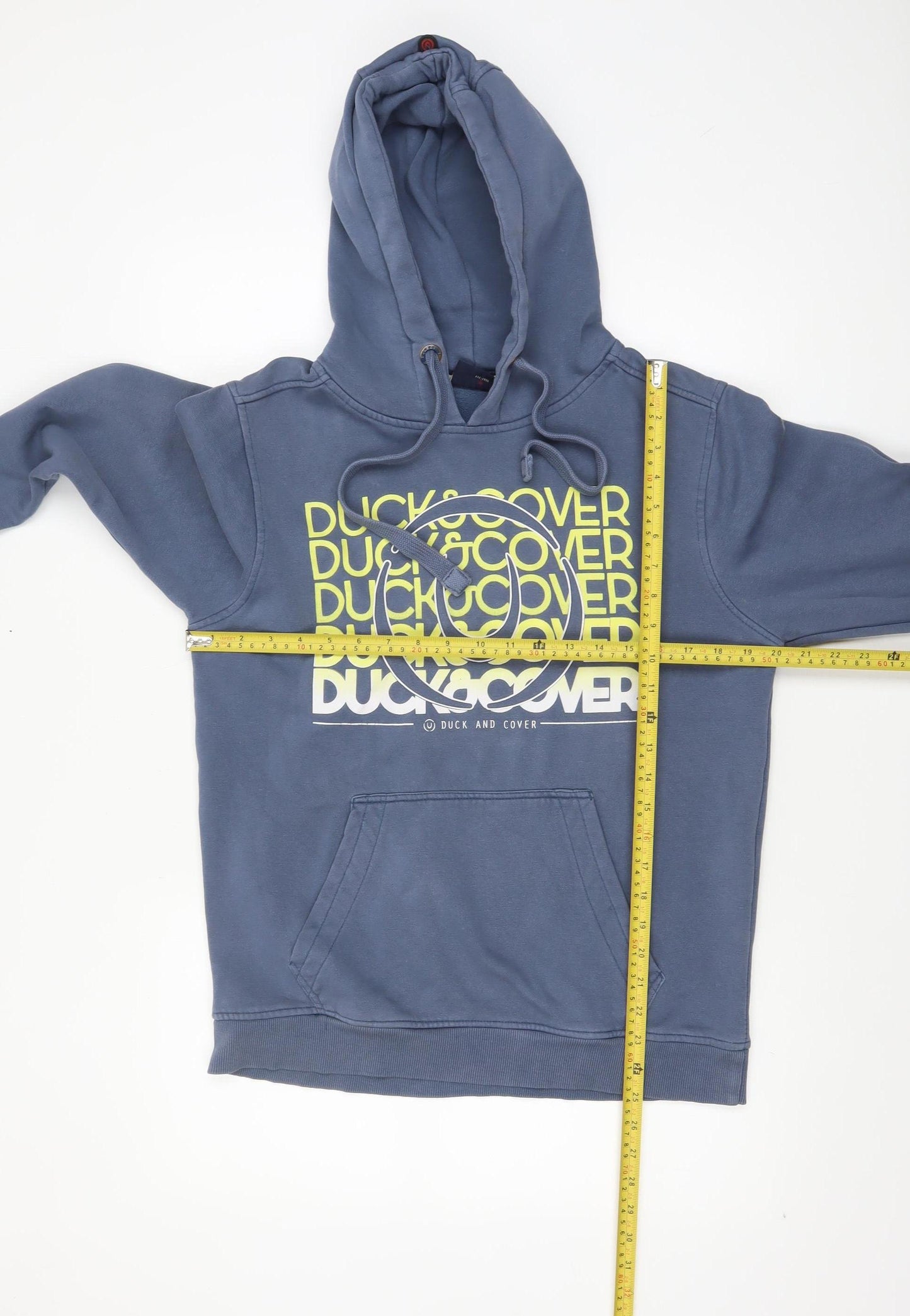 Duck and Cover Men's Blue Pullover Hoodie M Graphic Fleece Sweatshirt