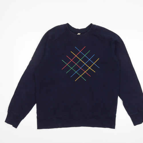 Earth Positive Men’s Blue Embroidered Geometric Sweatshirt L