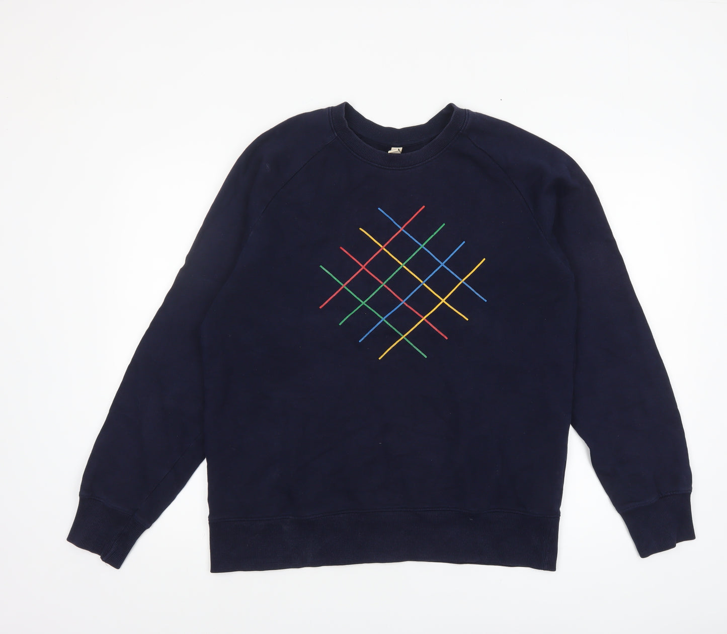 Earth Positive Men’s Blue Embroidered Geometric Sweatshirt L