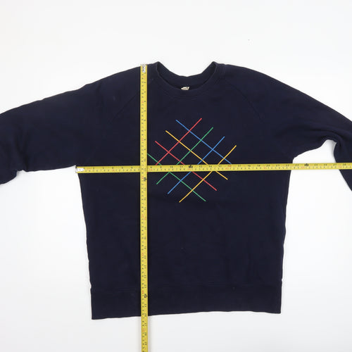 Earth Positive Men’s Blue Embroidered Geometric Sweatshirt L