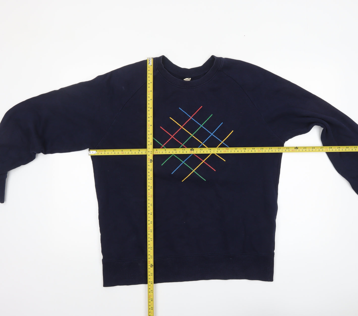 Earth Positive Men’s Blue Embroidered Geometric Sweatshirt L