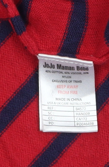 JoJo Maman Bébé Women's Red Striped Boat Neck Cotton Jumper Size S