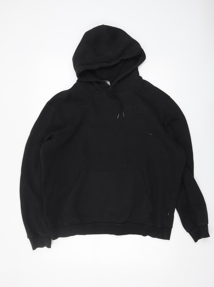 Puma Men's Black Pullover Hoodie Size L Fleece Sweatshirt