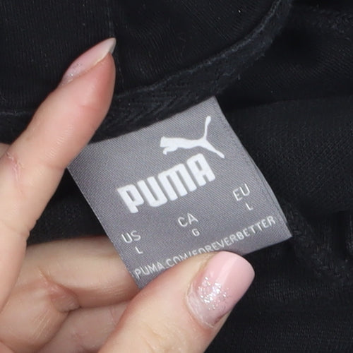Puma Men's Black Pullover Hoodie Size L Fleece Sweatshirt