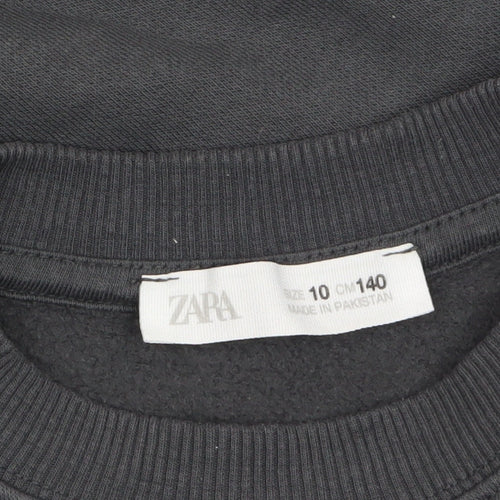 Zara Boys Black Pixel Snowing Christmas Graphic Pullover Sweatshirt 10 Years