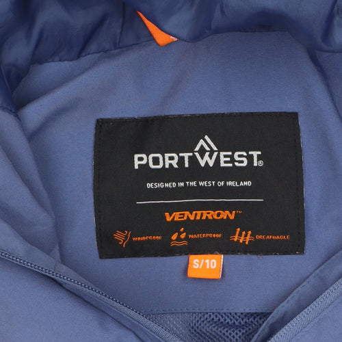 Portwest Womens Blue Waterproof Hooded Rain Coat Jacket Size 10