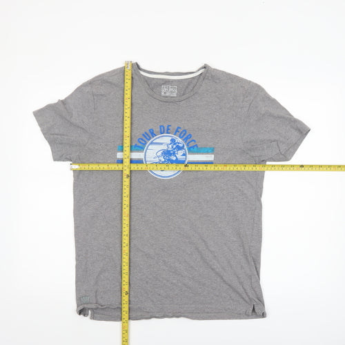 Fat Face Men's Grey Tour de Force Graphic Cotton T-Shirt Size M
