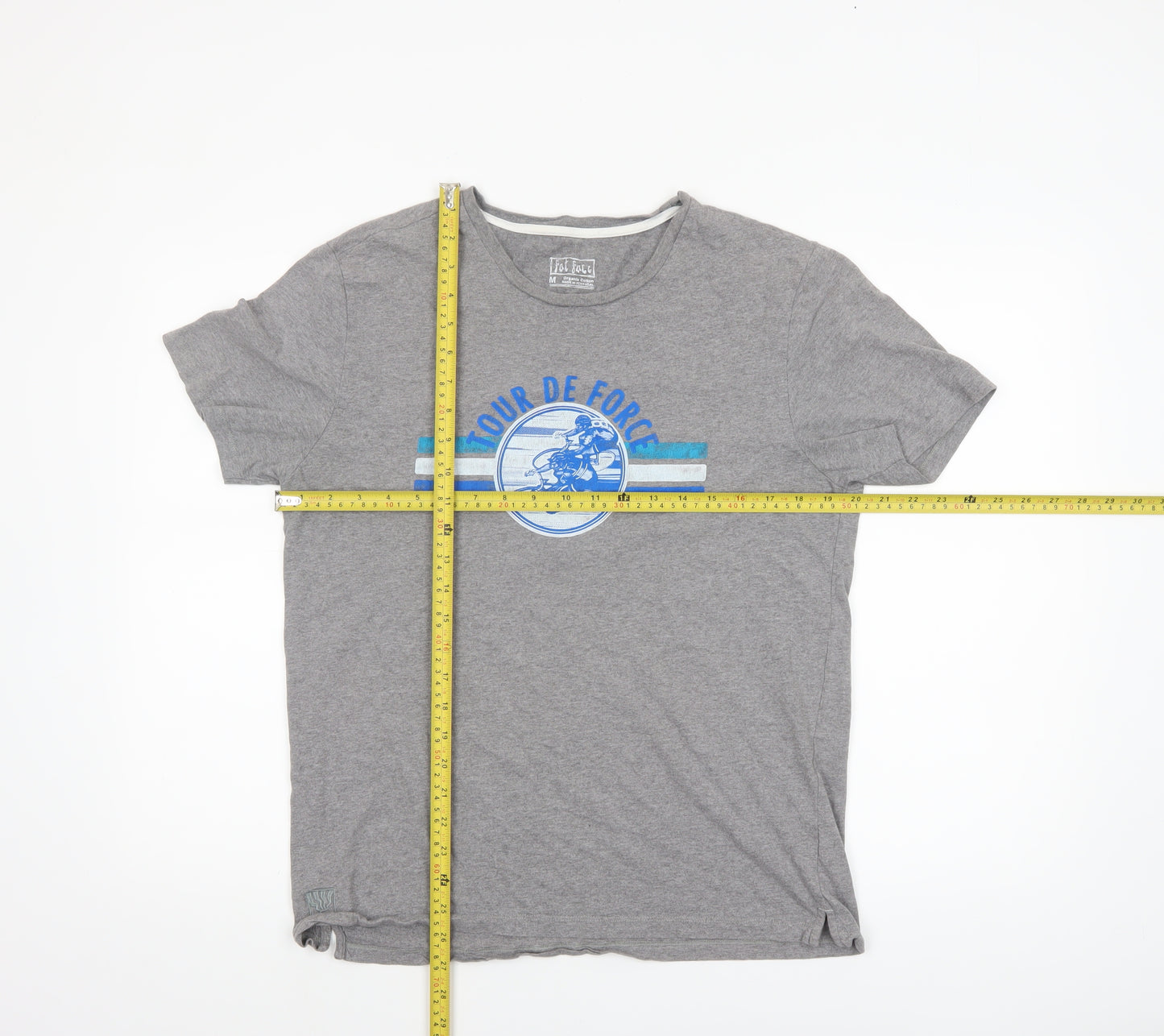 Fat Face Men's Grey Tour de Force Graphic Cotton T-Shirt Size M