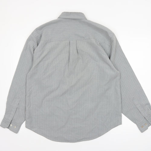 Lee Cooper Men's Grey Check Button-Down Long Sleeve Shirt M