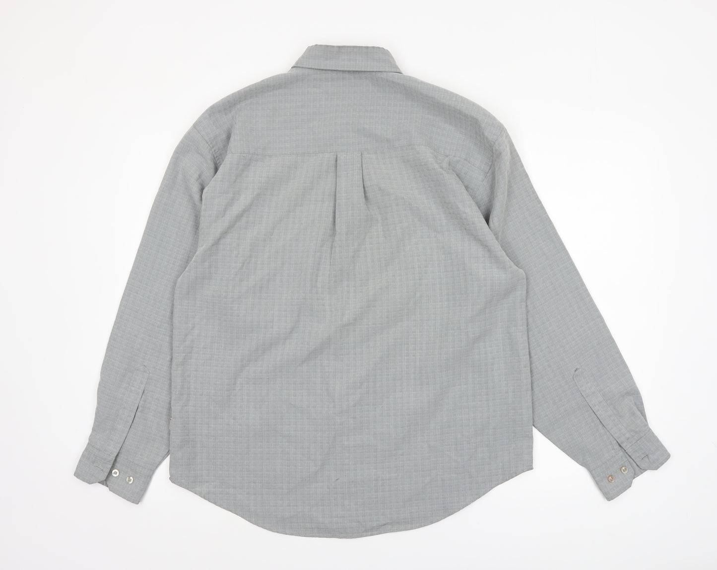 Lee Cooper Men's Grey Check Button-Down Long Sleeve Shirt M