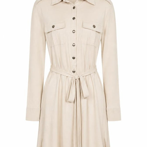 Anayi Women’s Beige Collared Button-Up Tunic Shirt UK 8