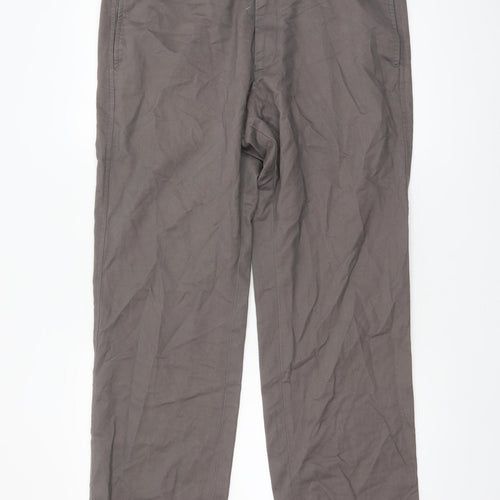 Marks and Spencer Men’s Grey Chino Trousers Size L 36W 29L Cotton Wool Blend