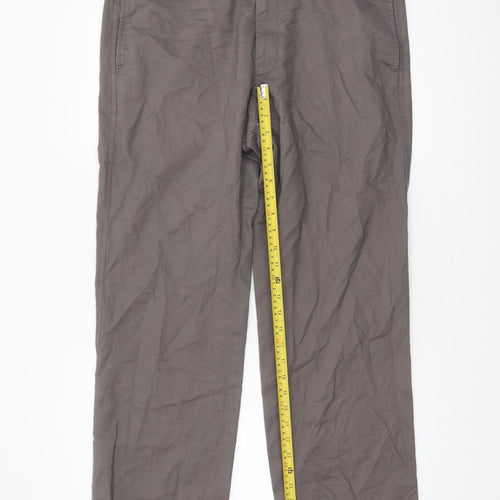 Marks and Spencer Men’s Grey Chino Trousers Size L 36W 29L Cotton Wool Blend