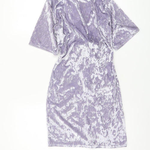 Glamorous Women's Purple Velvet Bodycon Belted Mini Dress XS