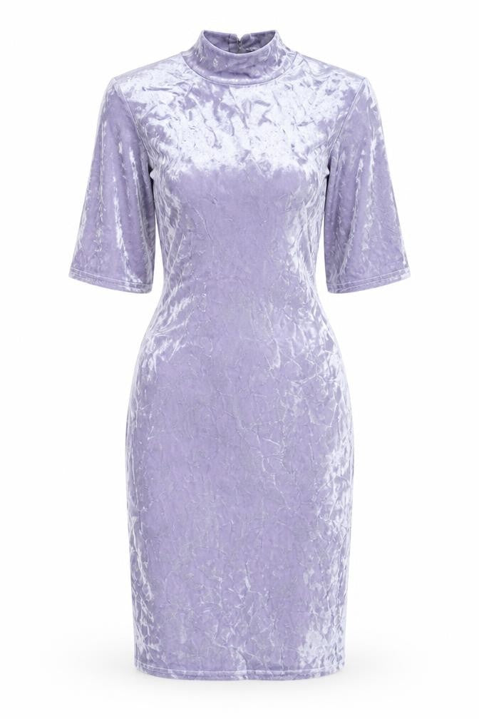 Glamorous Women's Purple Velvet Bodycon Belted Mini Dress XS