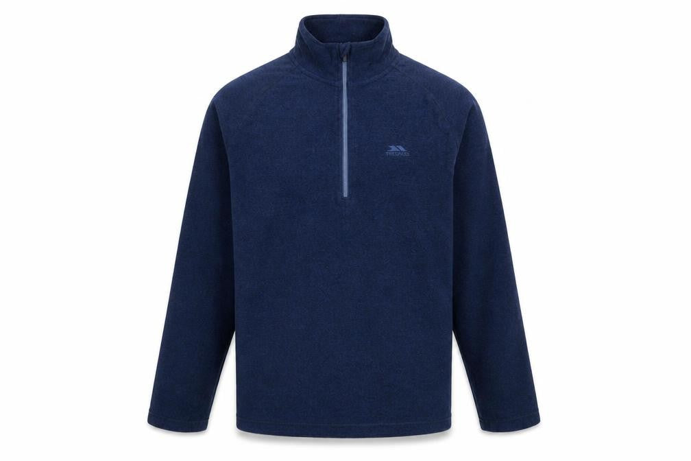 Front view of Trespass Men’s Blue Fleece 1/4 Zip Pullover Sweatshirt, size L