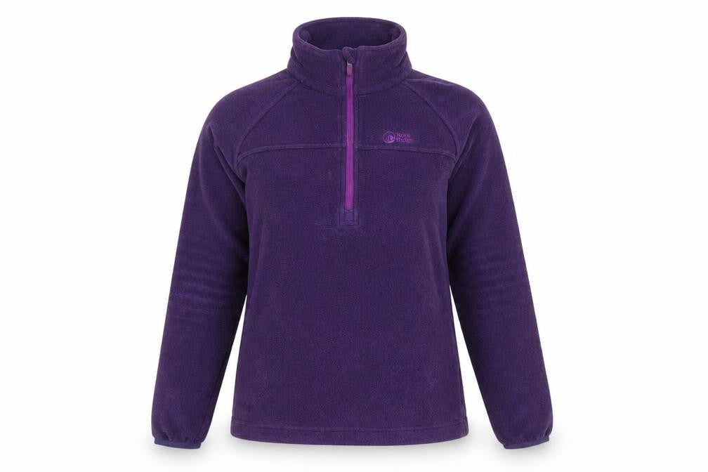 Front view of North Ridge Women's Purple Fleece 1/2 Zip Pullover Sweatshirt, size 10
