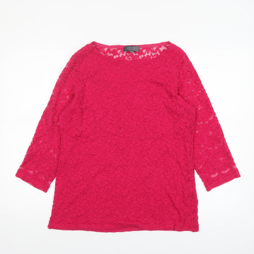 Marks and Spencer Per Una Women’s Pink Lace 3/4 Sleeve Blouse Size 14