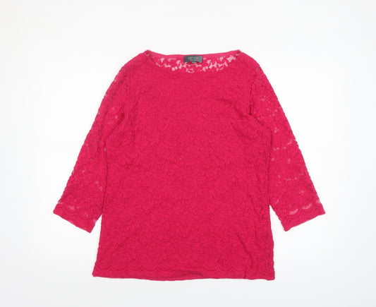 Marks and Spencer Per Una Women’s Pink Lace 3/4 Sleeve Blouse Size 14