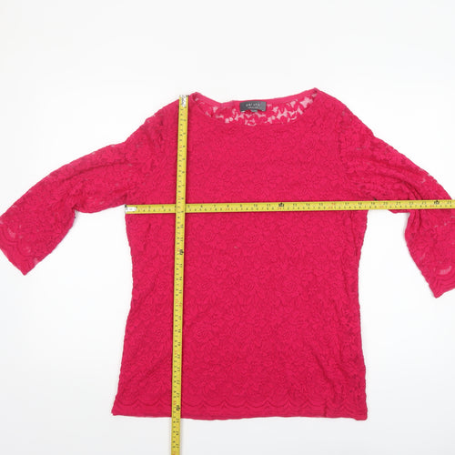 Marks and Spencer Per Una Women’s Pink Lace 3/4 Sleeve Blouse Size 14