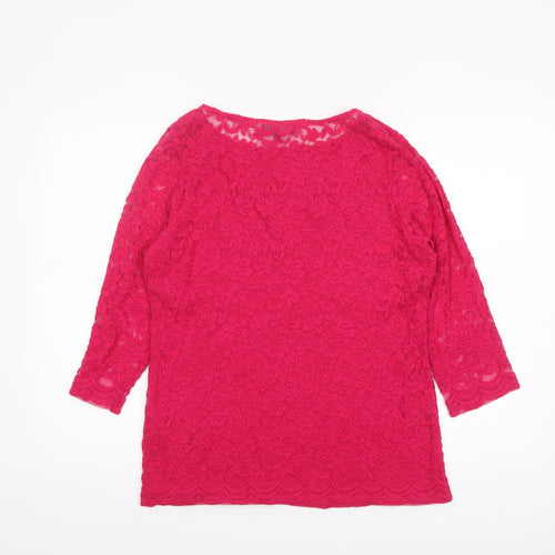 Marks and Spencer Per Una Women’s Pink Lace 3/4 Sleeve Blouse Size 14