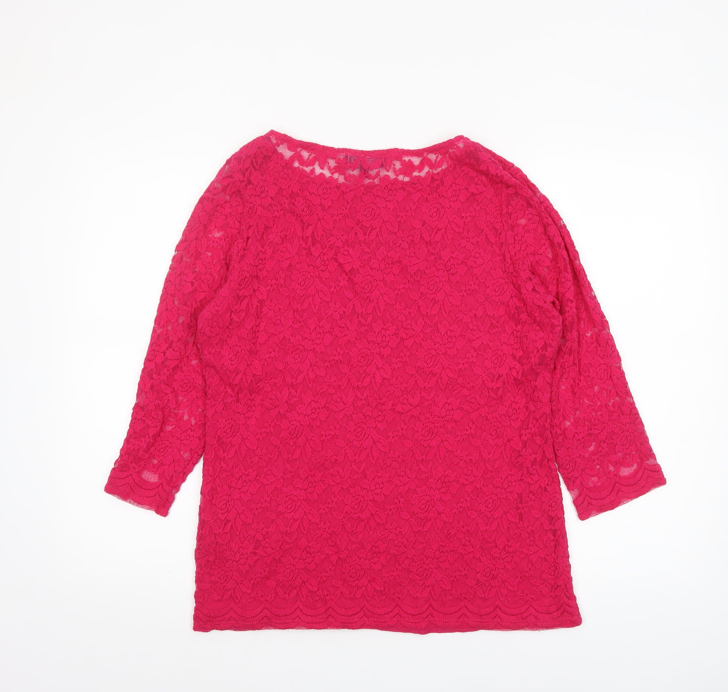 Marks and Spencer Per Una Women’s Pink Lace 3/4 Sleeve Blouse Size 14