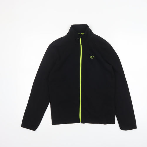 Champion Boys Black Full Zip Fleece Track Jacket Size 11-12 Years