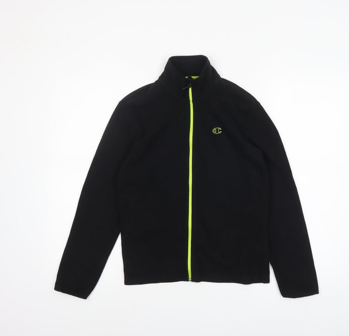 Champion Boys Black Full Zip Fleece Track Jacket Size 11-12 Years
