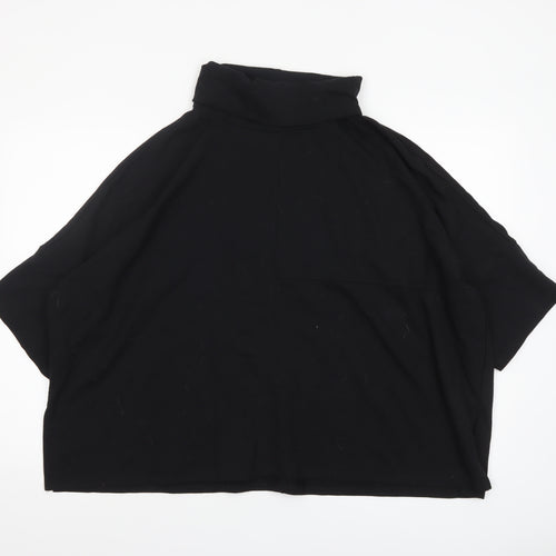Wynne Lounge Women's Black Small Roll Neck Relaxed Jersey Top