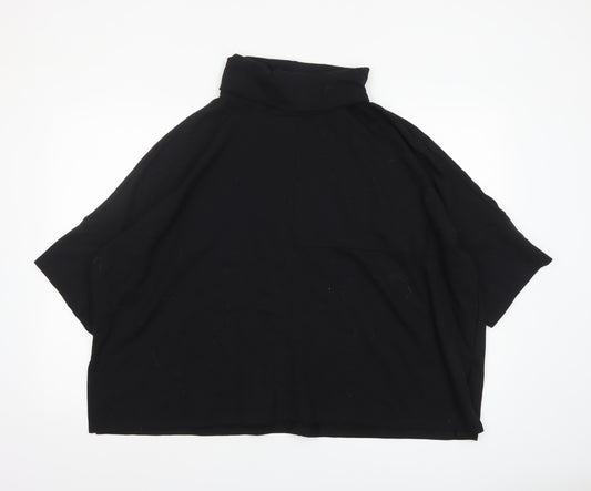 Wynne Lounge Women's Black Small Roll Neck Relaxed Jersey Top