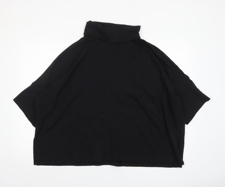Wynne Lounge Women's Black Small Roll Neck Relaxed Jersey Top