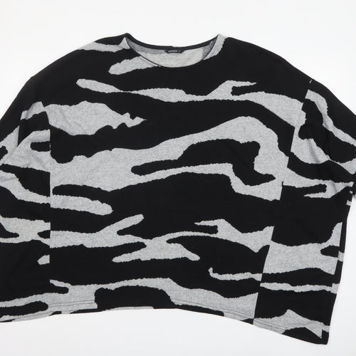 Roman Women’s Black Grey Animal Print Relaxed Jersey T-Shirt Size 16