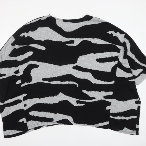 Roman Women’s Black Grey Animal Print Relaxed Jersey T-Shirt Size 16