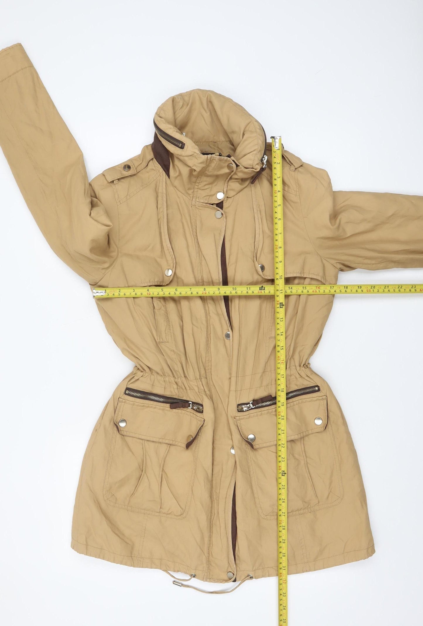 Reserved Women's Beige Mid-Length Parka Coat Size 10