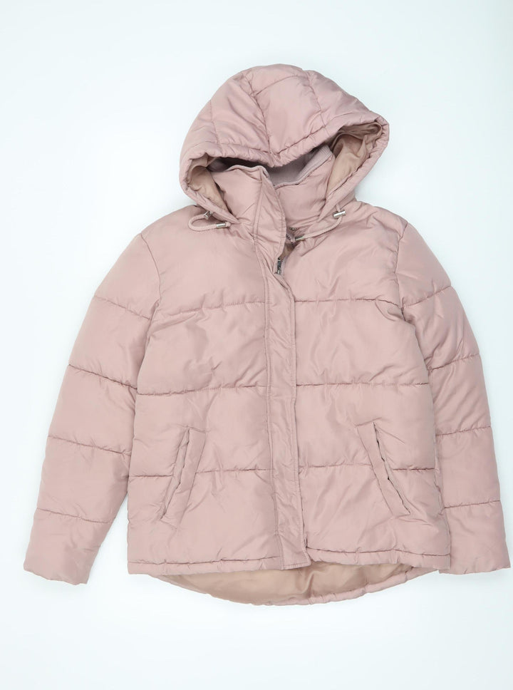 Dorothy Perkins Women Pink Puffer Jacket Hooded UK 12 Winter Coat
