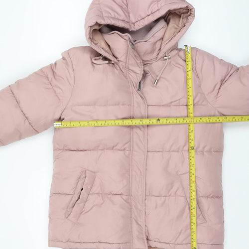 Dorothy Perkins Women Pink Puffer Jacket Hooded UK 12 Winter Coat