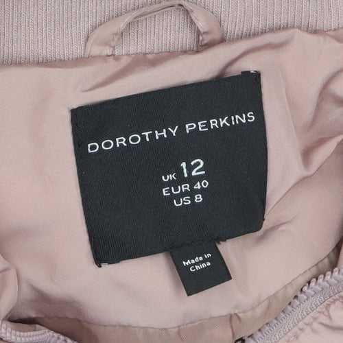 Dorothy Perkins Women Pink Puffer Jacket Hooded UK 12 Winter Coat