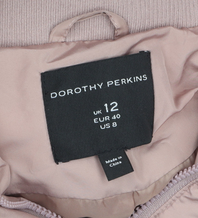 Dorothy Perkins Women Pink Puffer Jacket Hooded UK 12 Winter Coat