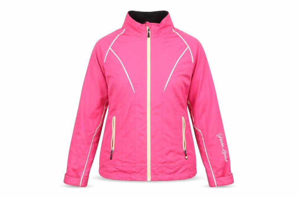 Front view of Green Lamb Women's Pink Waterproof Windbreaker Jacket S