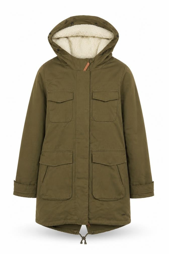 America Today Women's Green Hooded Parka Coat XS Long Lined