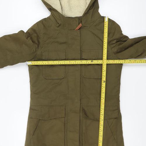 America Today Women's Green Hooded Parka Coat XS Long Lined