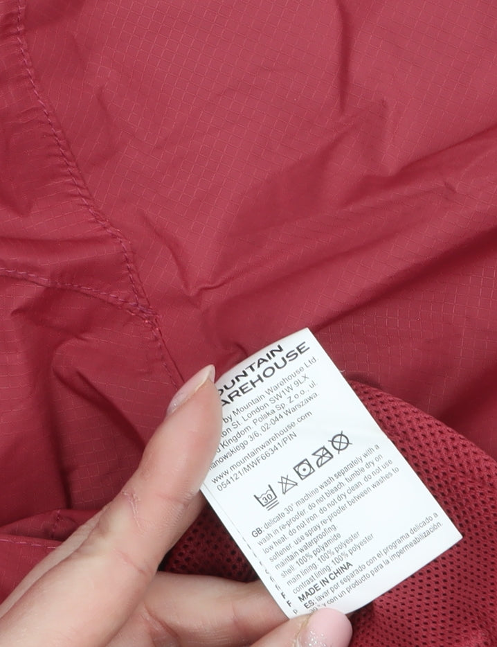 Mountain Warehouse Women Red Waterproof Rain Jacket Size 14 Hooded