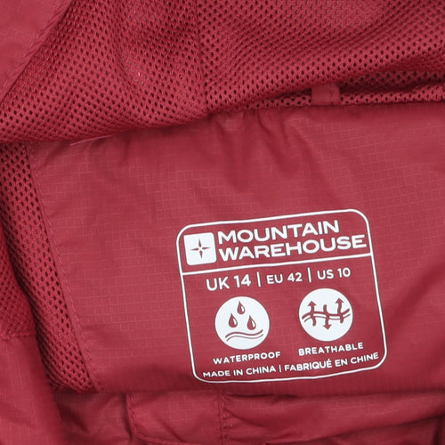 Mountain Warehouse Women Red Waterproof Rain Jacket Size 14 Hooded