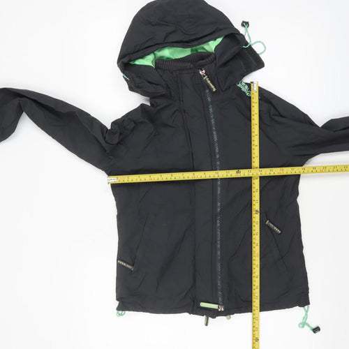 Superdry Women Black Windcheater Hooded Windbreaker Jacket Size M