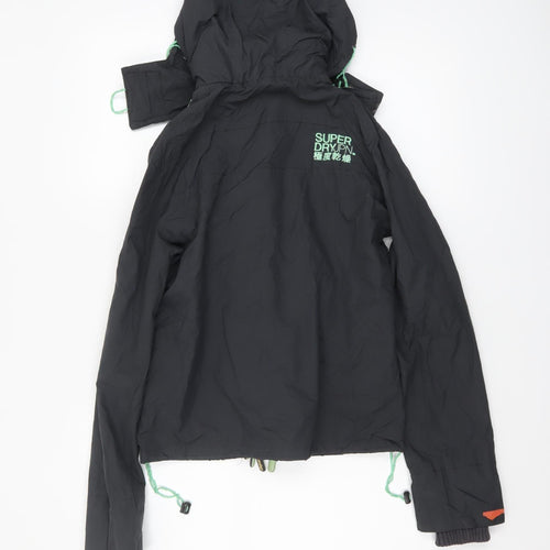 Superdry Women Black Windcheater Hooded Windbreaker Jacket Size M