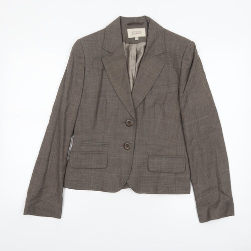Next Women’s Brown Check Wool Blend Blazer Size 10 Regular Fit