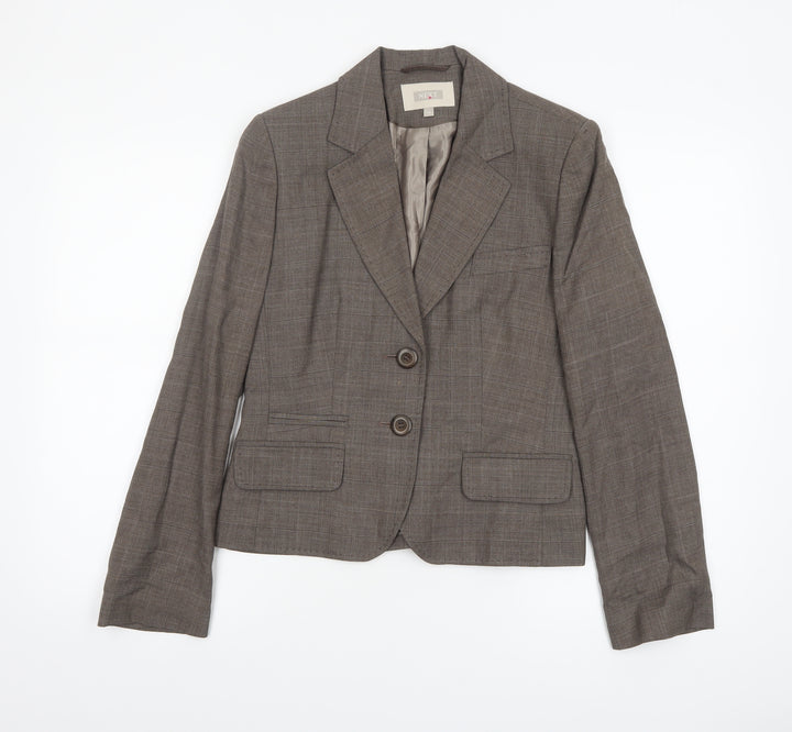 Next Women’s Brown Check Wool Blend Blazer Size 10 Regular Fit
