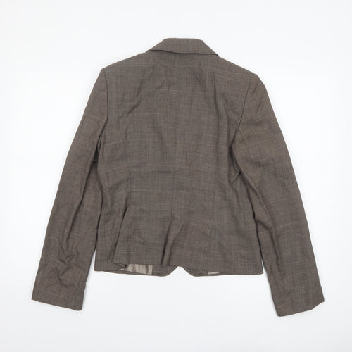 Next Women’s Brown Check Wool Blend Blazer Size 10 Regular Fit