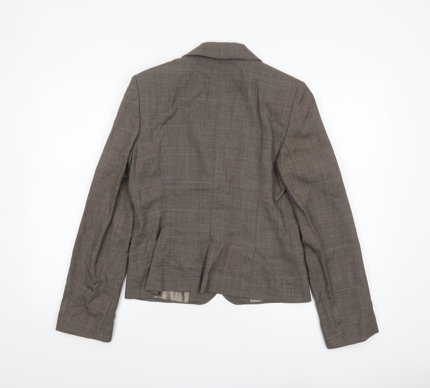 Next Women’s Brown Check Wool Blend Blazer Size 10 Regular Fit